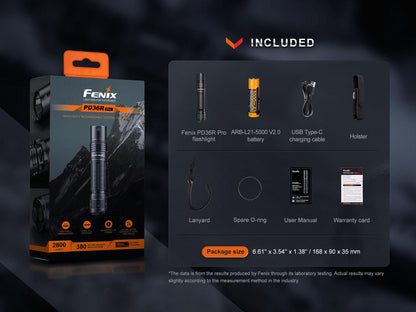 Fenix PD36R Pro Heavy-Duty wiederaufladbare taktische Taschenlampe, 2800 Lumen