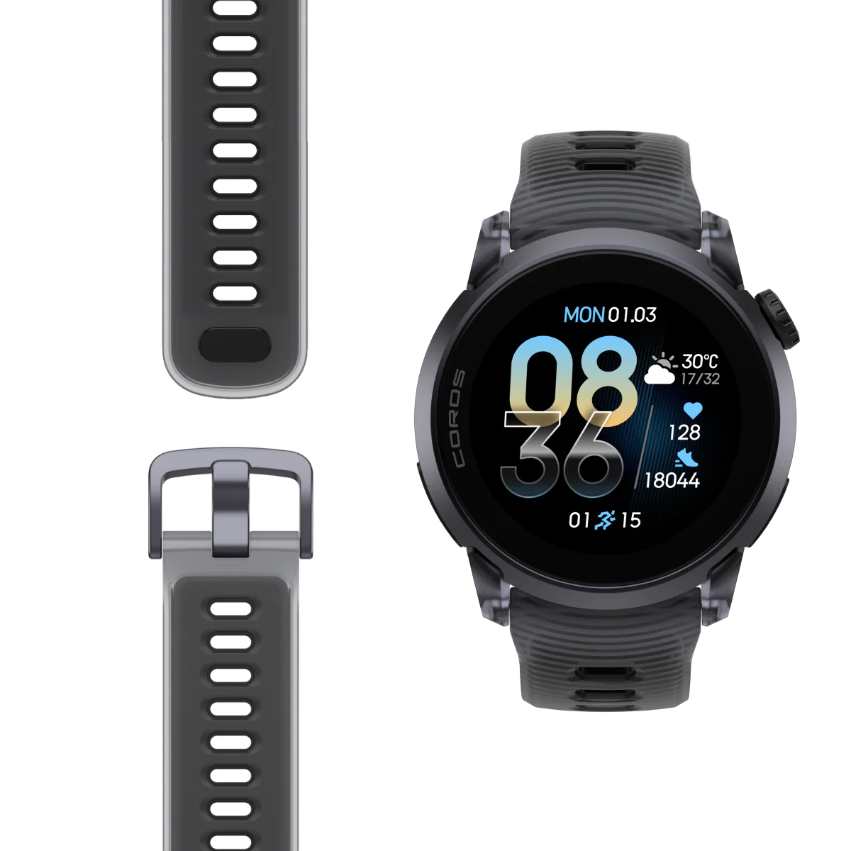 Coros Sportuhr Pace 4, Silikonarmband, black crystal – Bild 