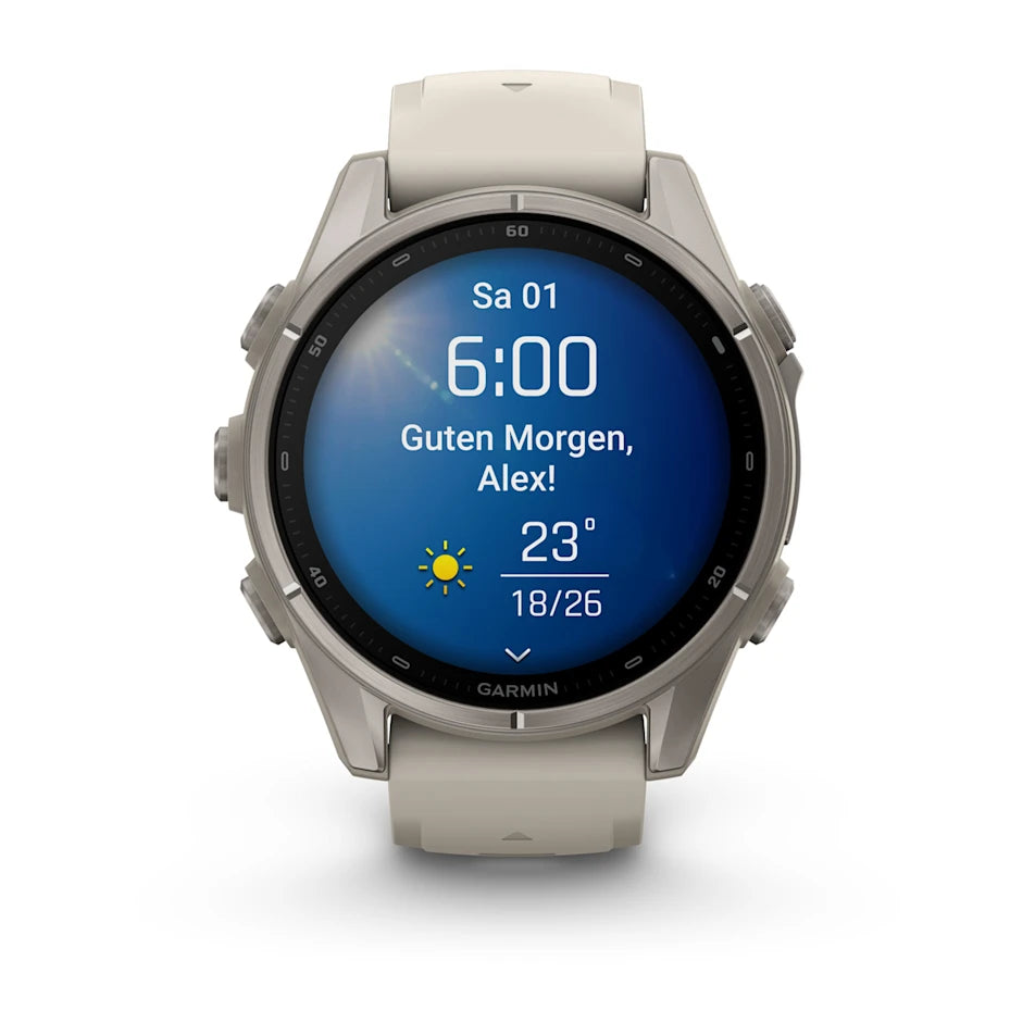 Garmin Fēnix® 9 - 43mm Nebelgrau/Ttitan mit Silikon-Armband - machsport