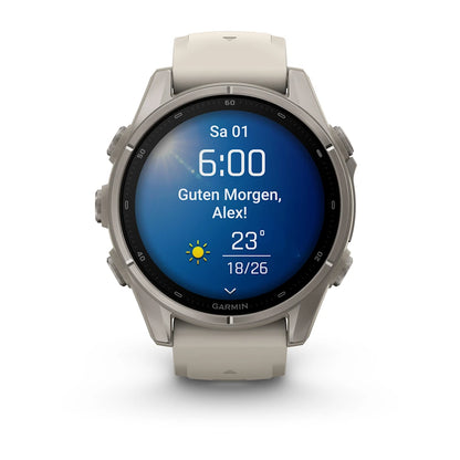 Garmin Fēnix® 9 - 43mm Nebelgrau/Ttitan mit Silikon-Armband - machsport