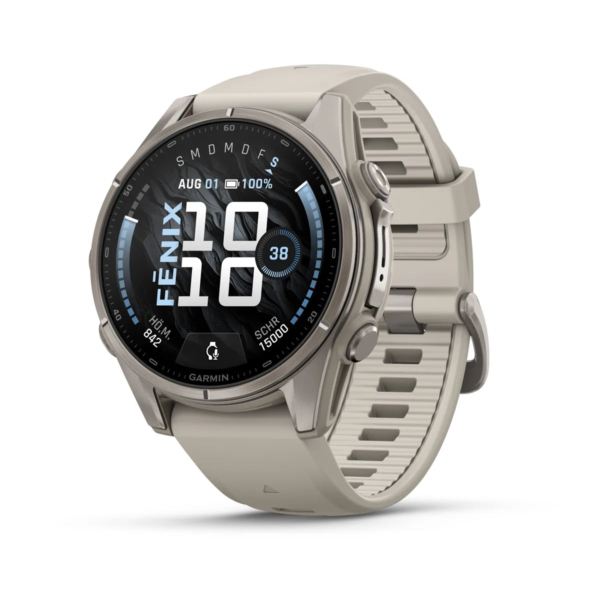 Garmin Fēnix® 9 - 43mm Nebelgrau/Ttitan mit Silikon-Armband - machsport