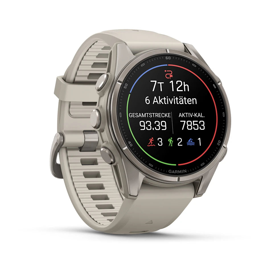 Garmin Fēnix® 9 - 43mm Nebelgrau/Ttitan mit Silikon-Armband - machsport