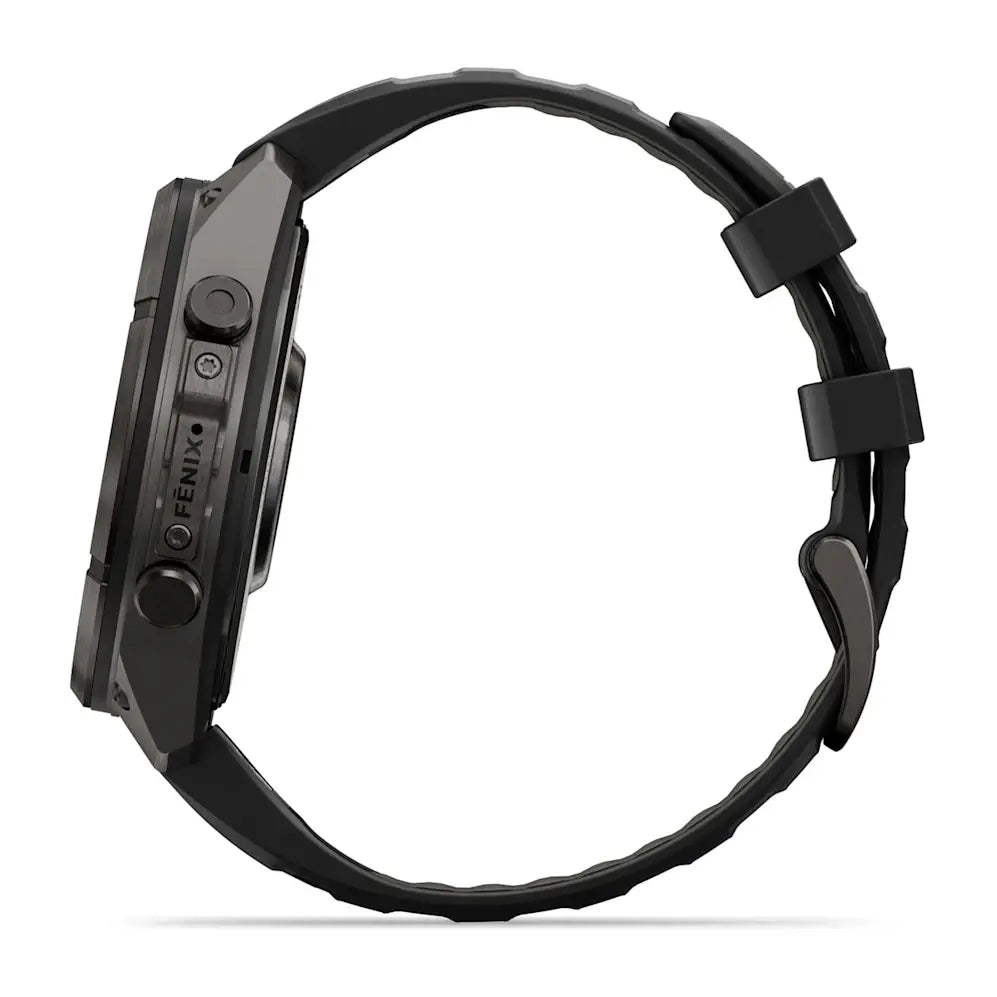 Garmin Fēnix® 9 Pro – inReach®, 47mm Carbongrau DLC Titan mit Silikon-Armband Schwarz/Kieselgrau