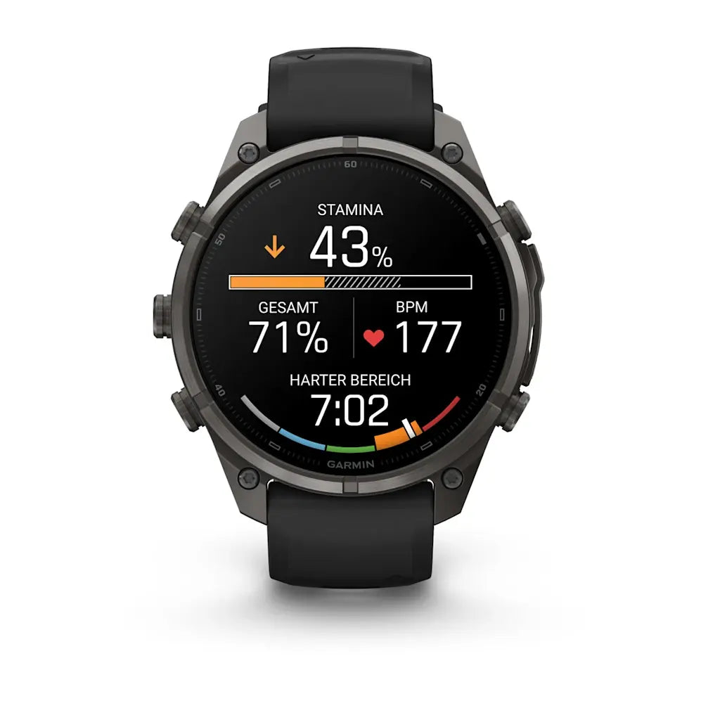 Garmin Fēnix® 9 Pro – inReach®, 47mm Carbongrau DLC Titan mit Silikon-Armband Schwarz/Kieselgrau – Bild 