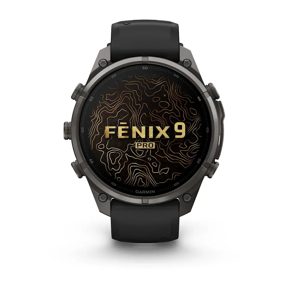 Garmin Fēnix® 9 Pro – inReach®, 47mm Carbongrau DLC Titan mit Silikon-Armband Schwarz/Kieselgrau