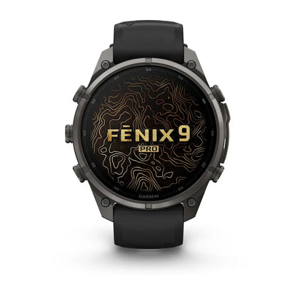 Garmin Fēnix® 9 Pro – inReach®, 47mm Carbongrau DLC Titan mit Silikon-Armband Schwarz/Kieselgrau