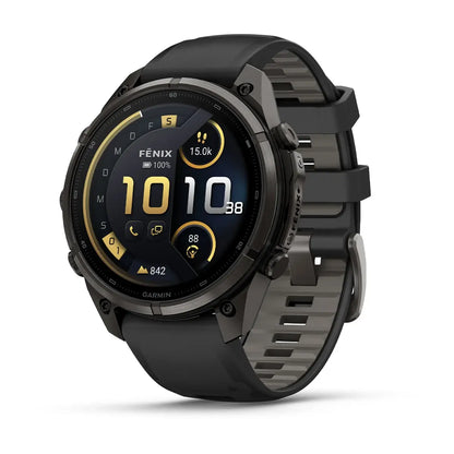Garmin Fēnix® 9 Pro – inReach®, 47mm Carbongrau DLC Titan mit Silikon-Armband Schwarz/Kieselgrau