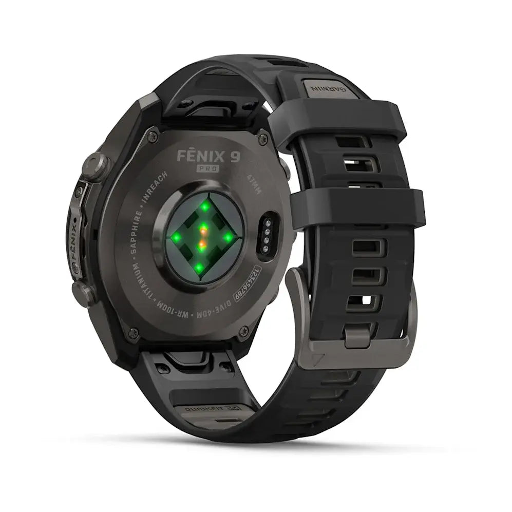 Garmin Fēnix® 9 Pro – inReach®, 47mm Carbongrau DLC Titan mit Silikon-Armband Schwarz/Kieselgrau – Bild 