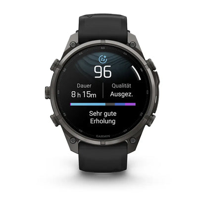 Garmin Fēnix® 9 Pro – inReach®, 47mm Carbongrau DLC Titan mit Silikon-Armband Schwarz/Kieselgrau