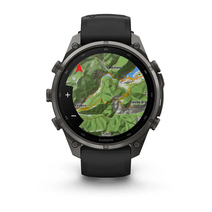 Garmin Fēnix® 9 Pro – inReach®, 47mm Carbongrau DLC Titan mit Silikon-Armband Schwarz/Kieselgrau