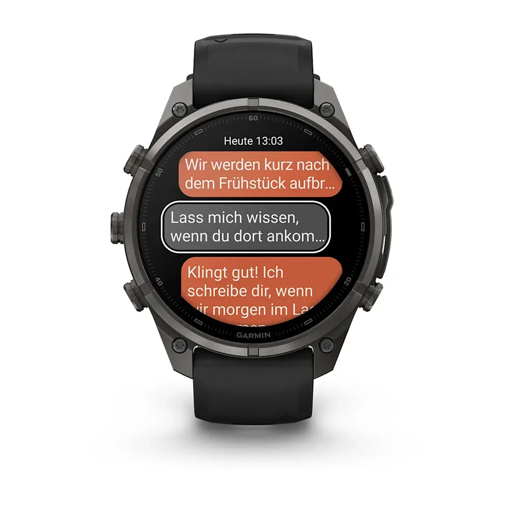Garmin Fēnix® 9 Pro – inReach®, 47mm Carbongrau DLC Titan mit Silikon-Armband Schwarz/Kieselgrau