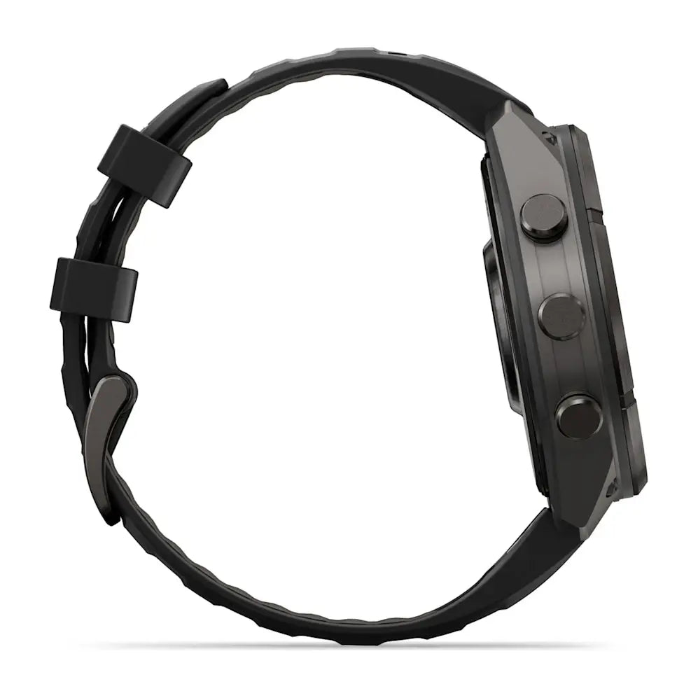 Garmin Fēnix® 9 Pro – inReach®, 47mm Carbongrau DLC Titan mit Silikon-Armband Schwarz/Kieselgrau