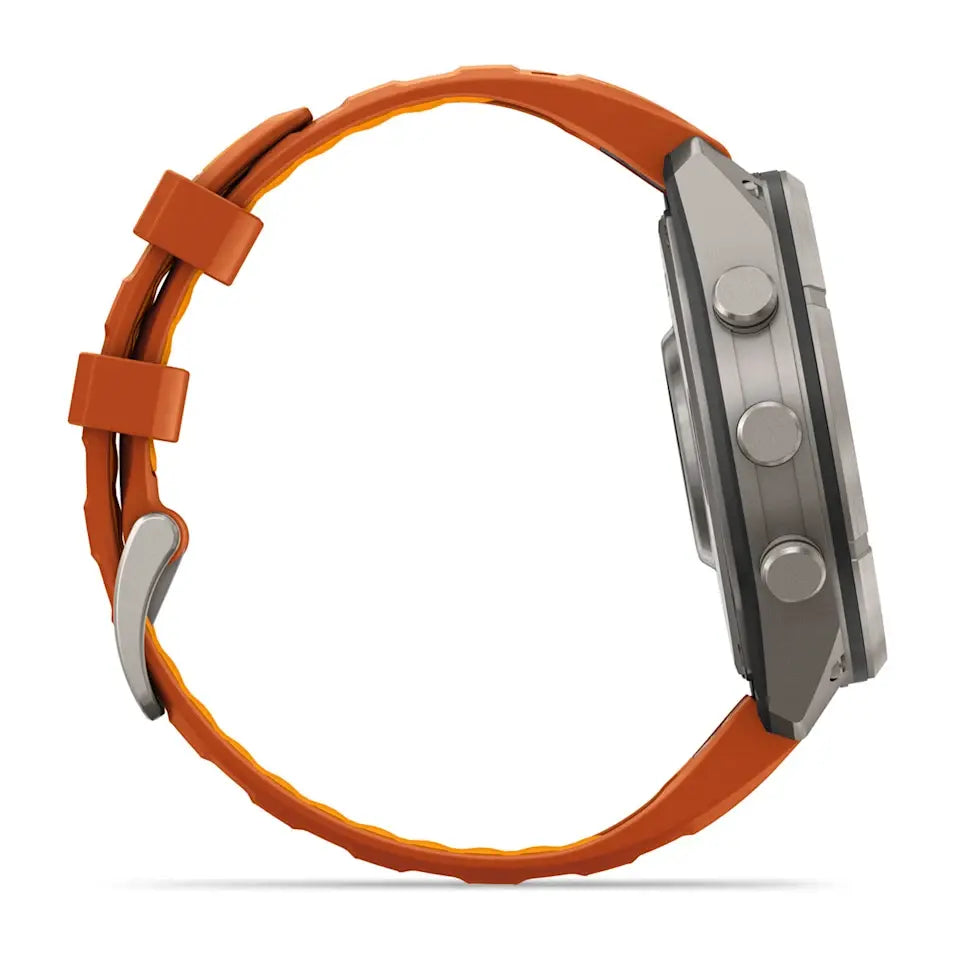 Garmin Fēnix® 9 Pro – inReach®, 47mm Titan mit Silikon-Armband Autumn Orange/Spark Orange