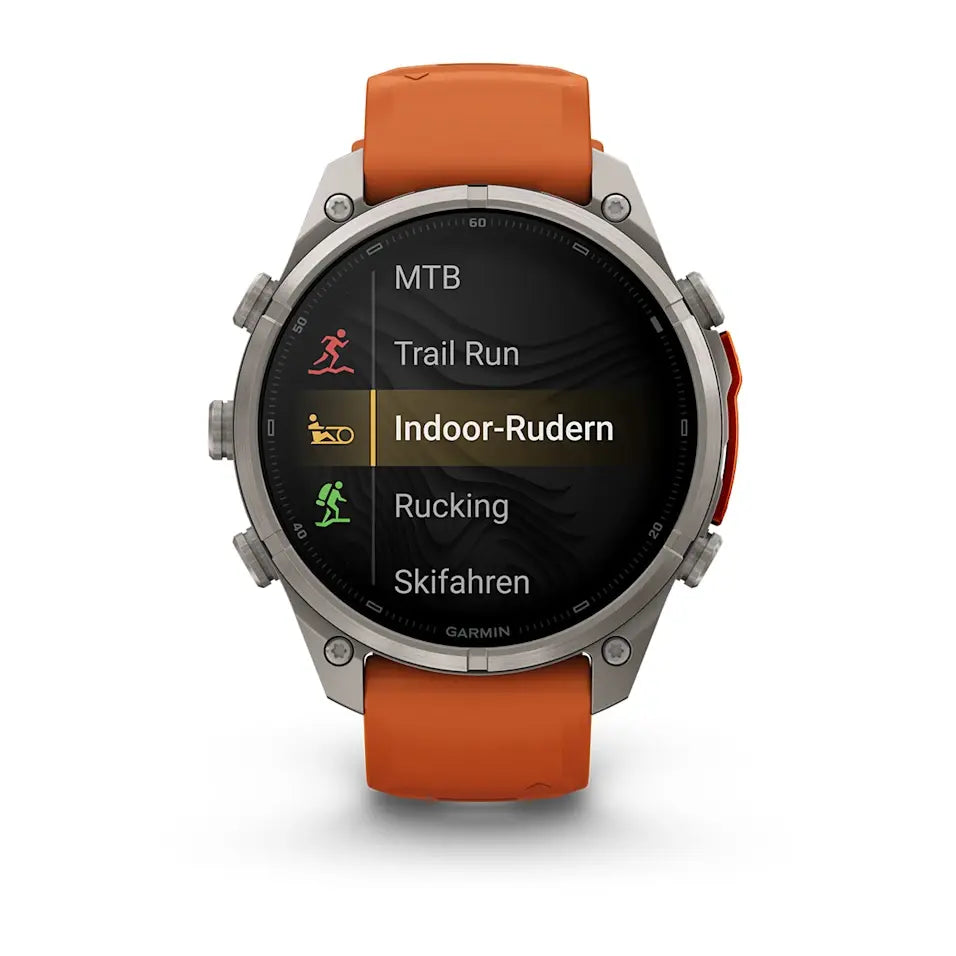 Garmin Fēnix® 9 Pro – inReach®, 47mm Titan mit Silikon-Armband Autumn Orange/Spark Orange