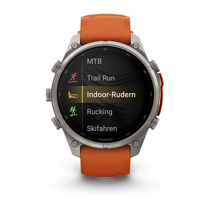 Garmin Fēnix® 9 Pro – inReach®, 47mm Titan mit Silikon-Armband Autumn Orange/Spark Orange