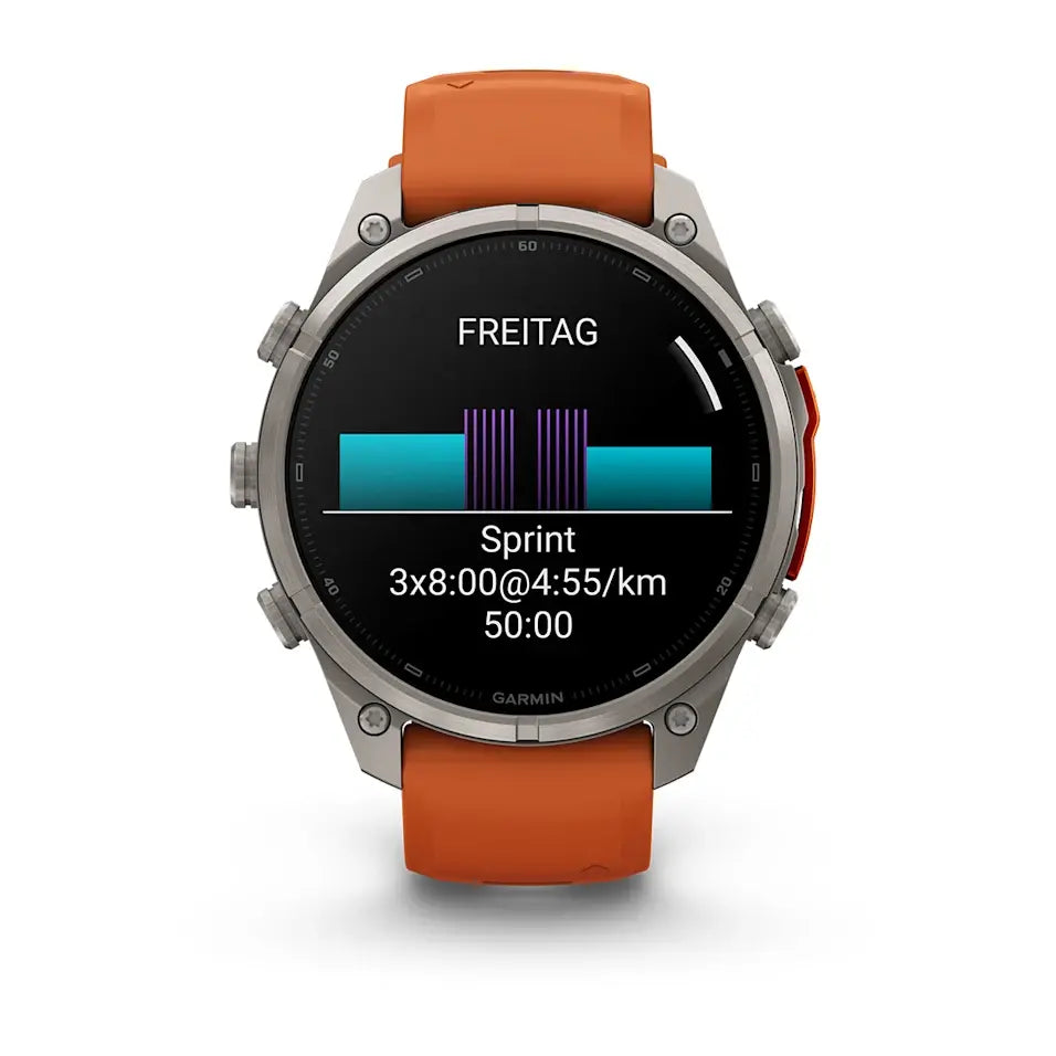 Garmin Fēnix® 9 Pro – inReach®, 47mm Titan mit Silikon-Armband Autumn Orange/Spark Orange
