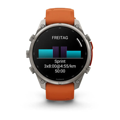 Garmin Fēnix® 9 Pro – inReach®, 47mm Titan mit Silikon-Armband Autumn Orange/Spark Orange