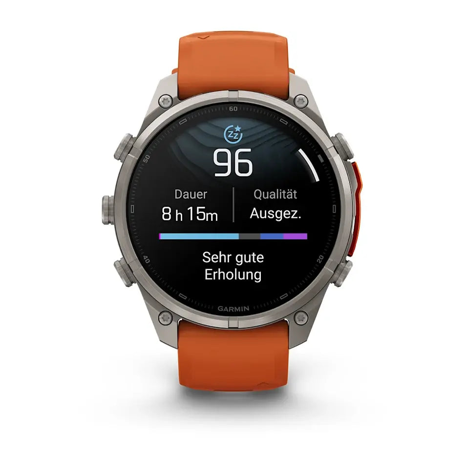 Garmin Fēnix® 9 Pro – inReach®, 47mm Titan mit Silikon-Armband Autumn Orange/Spark Orange