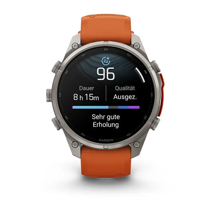 Garmin Fēnix® 9 Pro – inReach®, 47mm Titan mit Silikon-Armband Autumn Orange/Spark Orange
