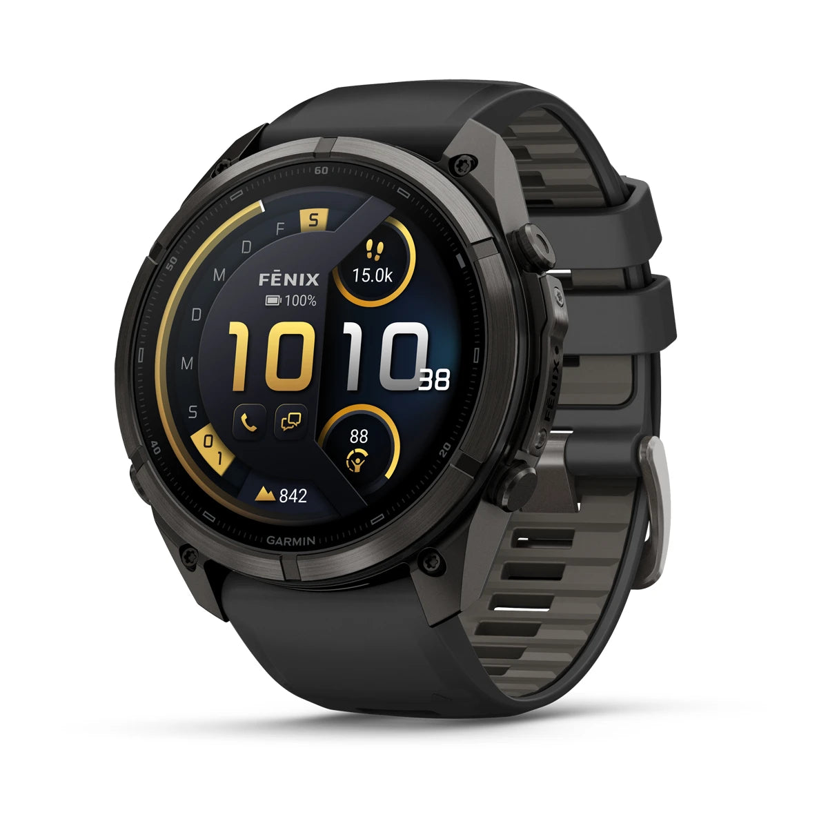 Garmin Fēnix® 9 Pro – inReach®, 51mm Carbongrau DLC Titan mit Silikon-Armband Schwarz/Kieselgrau