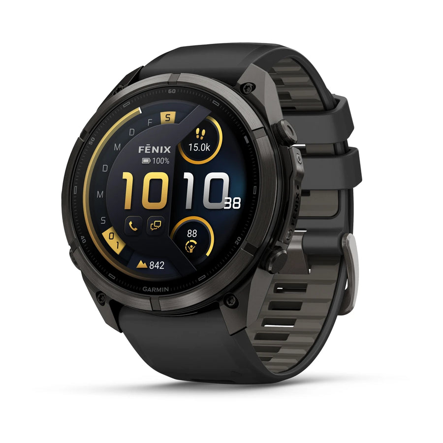 Garmin Fēnix® 9 Pro – inReach®, 51mm Carbongrau DLC Titan mit Silikon-Armband Schwarz/Kieselgrau