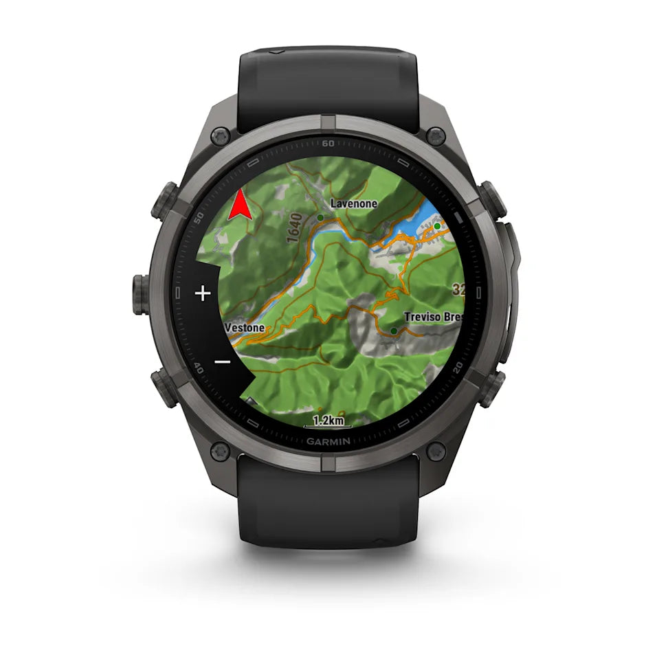 Garmin Fēnix® 9 Pro – inReach®, 51mm Carbongrau DLC Titan mit Silikon-Armband Schwarz/Kieselgrau – Bild 