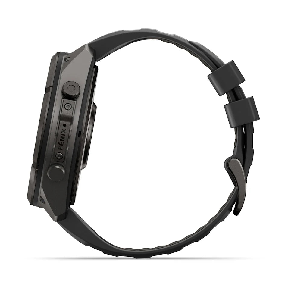 Garmin Fēnix® 9 Pro – inReach®, 51mm Carbongrau DLC Titan mit Silikon-Armband Schwarz/Kieselgrau – Bild 