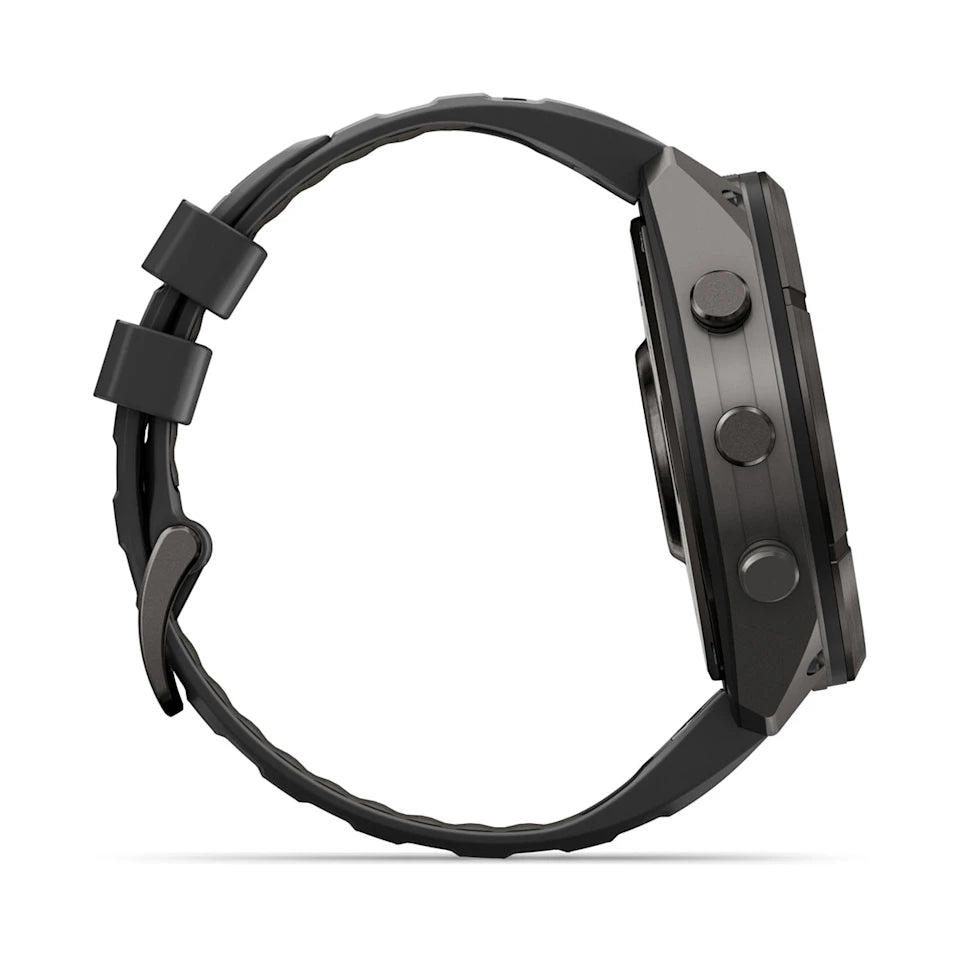 Garmin Fēnix® 9 Pro – inReach®, 51mm Carbongrau DLC Titan mit Silikon-Armband Schwarz/Kieselgrau – Bild 