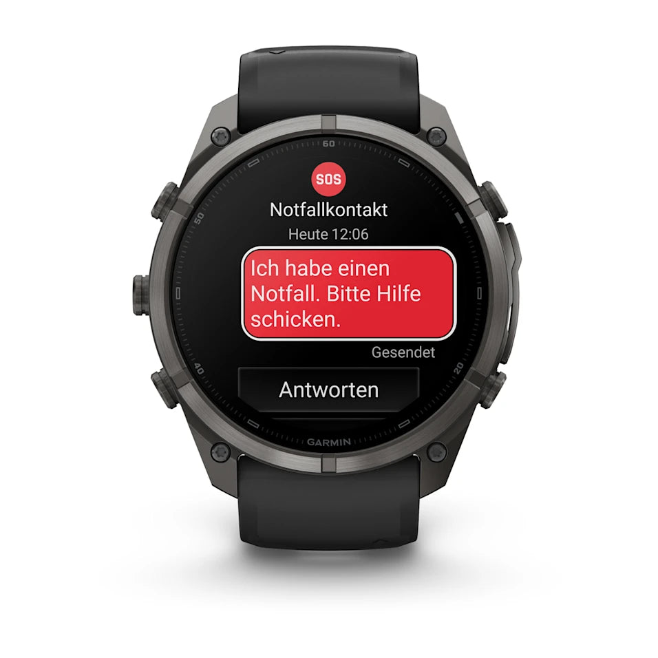 Garmin Fēnix® 9 Pro – inReach®, 51mm Carbongrau DLC Titan mit Silikon-Armband Schwarz/Kieselgrau