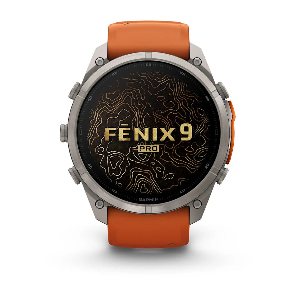 Garmin Fēnix® 9 Pro – inReach®, 51mm Titan mit Silikon-Armband Autumn Orange/Spark Orange – Bild 