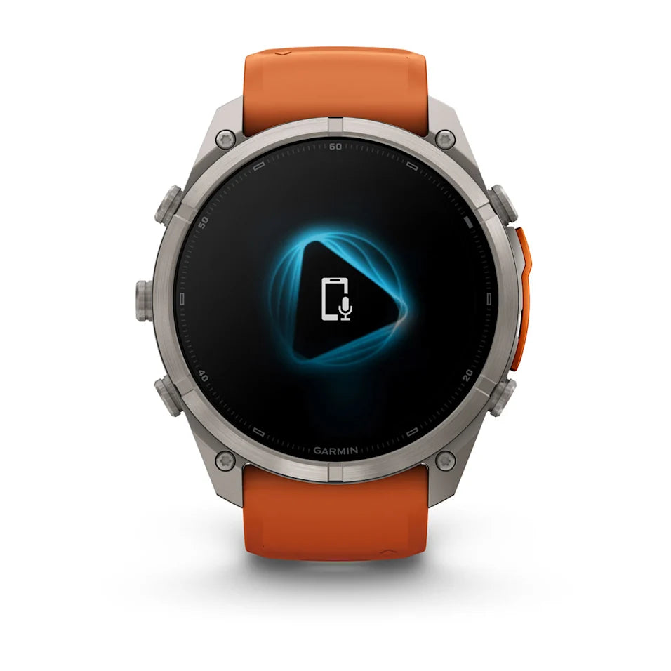 Garmin Fēnix® 9 Pro – inReach®, 51mm Titan mit Silikon-Armband Autumn Orange/Spark Orange – Bild 