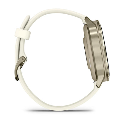 Garmin Venu® 4 - 41 mm Beige/Lunargold mit Schnellwechsel-Silikon-Armband 18 mm Bone