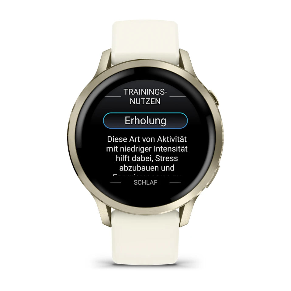 Garmin Venu® 4 - 41 mm Beige/Lunargold mit Schnellwechsel-Silikon-Armband 18 mm Bone