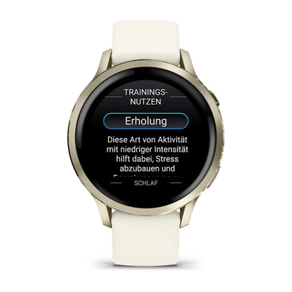 Garmin Venu® 4 - 41 mm Beige/Lunargold mit Schnellwechsel-Silikon-Armband 18 mm Bone