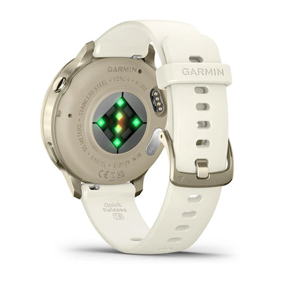 Garmin Venu® 4 - 41 mm Beige/Lunargold mit Schnellwechsel-Silikon-Armband 18 mm Bone