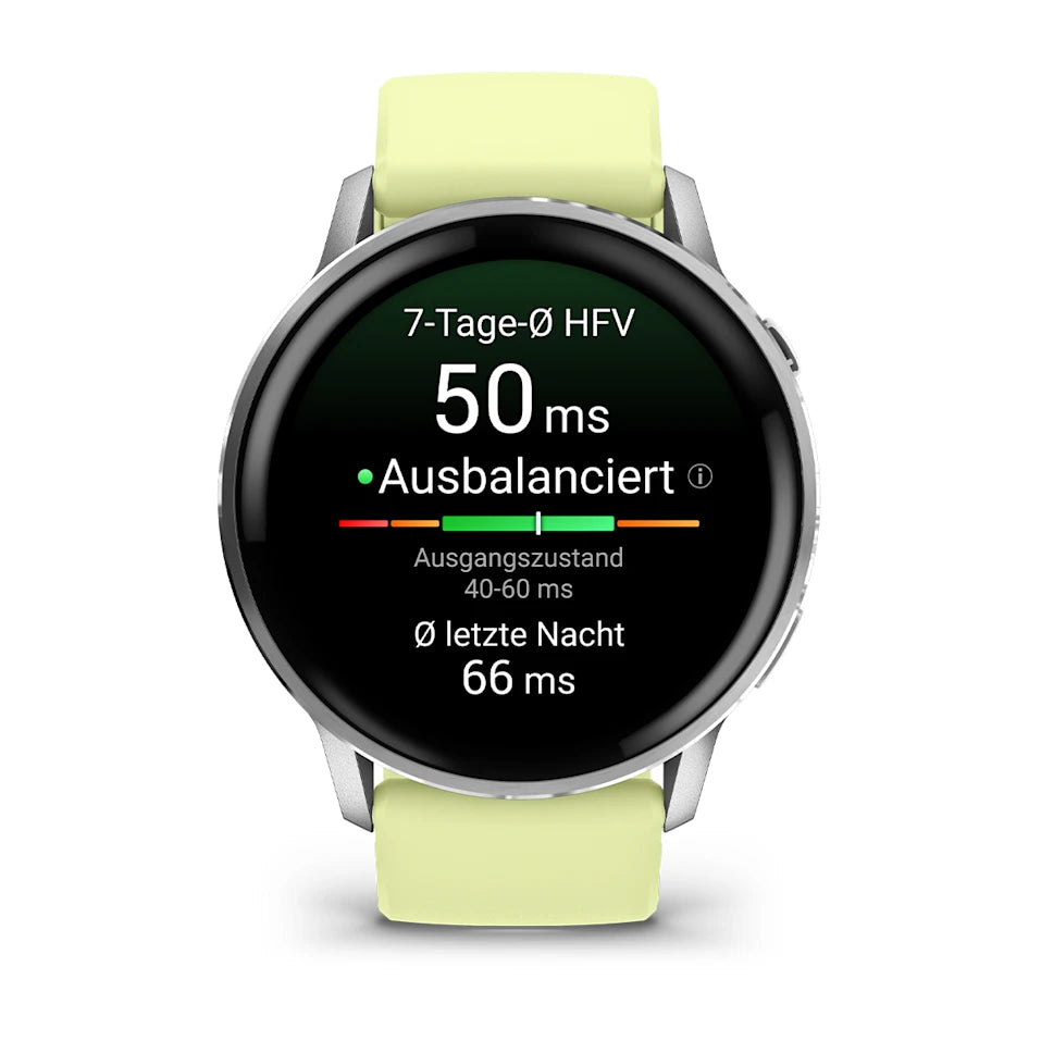 Garmin Venu® 4 - 45 mm Grau/Silber mit Schnellwechsel-Silikon-Armband 22 mm Zitrone – Bild 