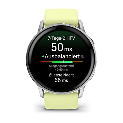 Garmin Venu® 4 - 45 mm Grau/Silber mit Schnellwechsel-Silikon-Armband 22 mm Zitrone