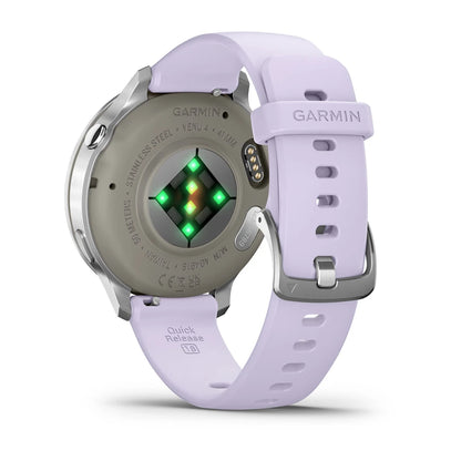 Garmin Venu® 4 - 41 mm Grau/Silber mit Schnellwechsel-Silikon-Armband 18 mm Lavendelblau