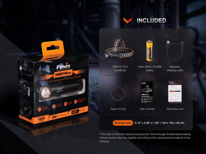 Fenix HM61R V2.0 Leistungsstarke Stirnlampe sowie Mini Taschenlampe mit Rotlicht, 1600 Lumen