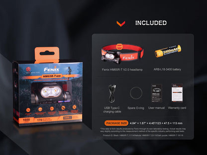 Fenix HM65R-T V2.0 Leichte Magnesium-Stirnlampe für Trailrunning, Skitouren 1600 Lumen