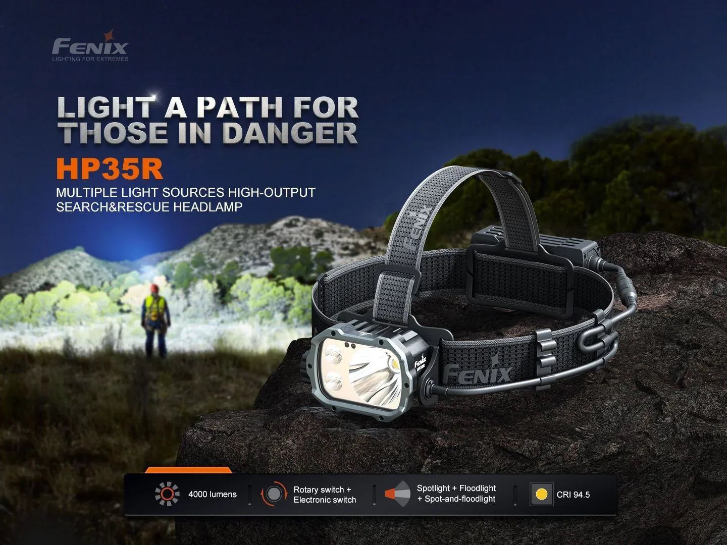 Fenix HP35R Hochleistungs-Stirnlampe mit Mehrfach-Lichtquellen für Such- und Rettungseinsätze, 4000 Lumen – Bild 