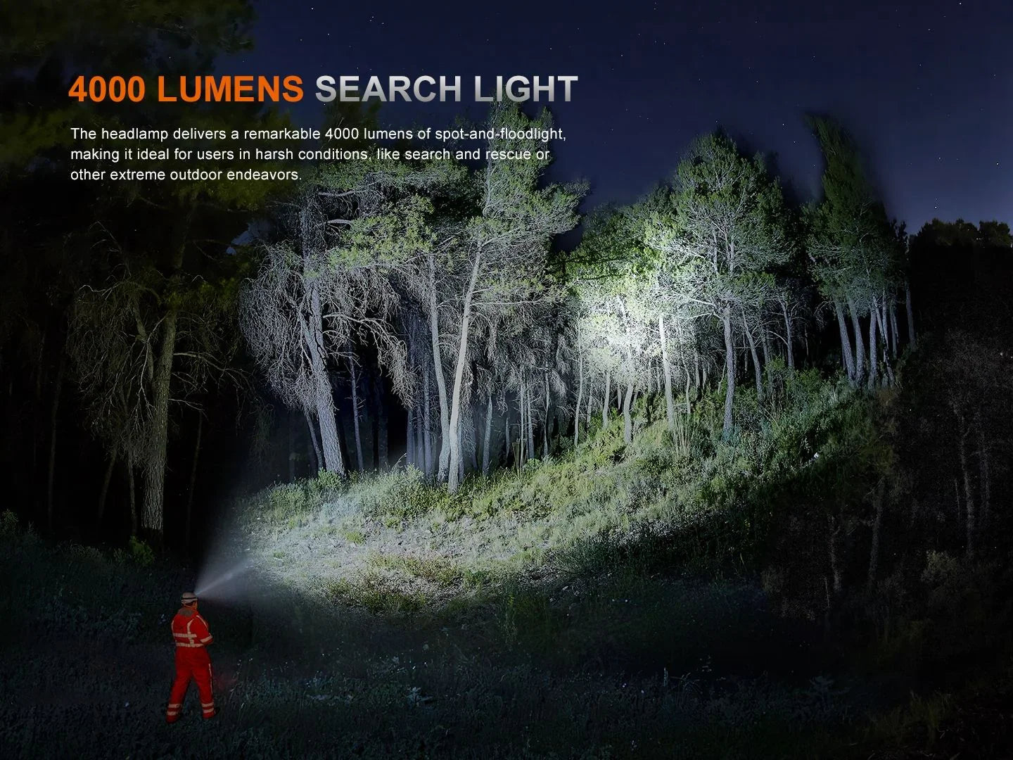 Fenix HP35R Hochleistungs-Stirnlampe mit Mehrfach-Lichtquellen für Such- und Rettungseinsätze, 4000 Lumen