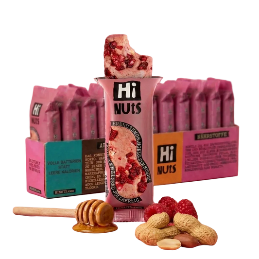 HiNUtS Lieblingspaket Himbeere (12 Stück), fruchtiger Energieriegel mit Himbeere, Erdnussmus und Honig – Default Title