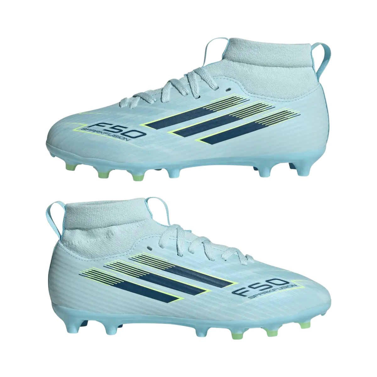 Adidas Kinderfußballschuhe F50 Sparkfusion League FG, halbhohe Fußballschuhe für feste Böden und Kunstrasen mit Sprintplate Fusion - machsport