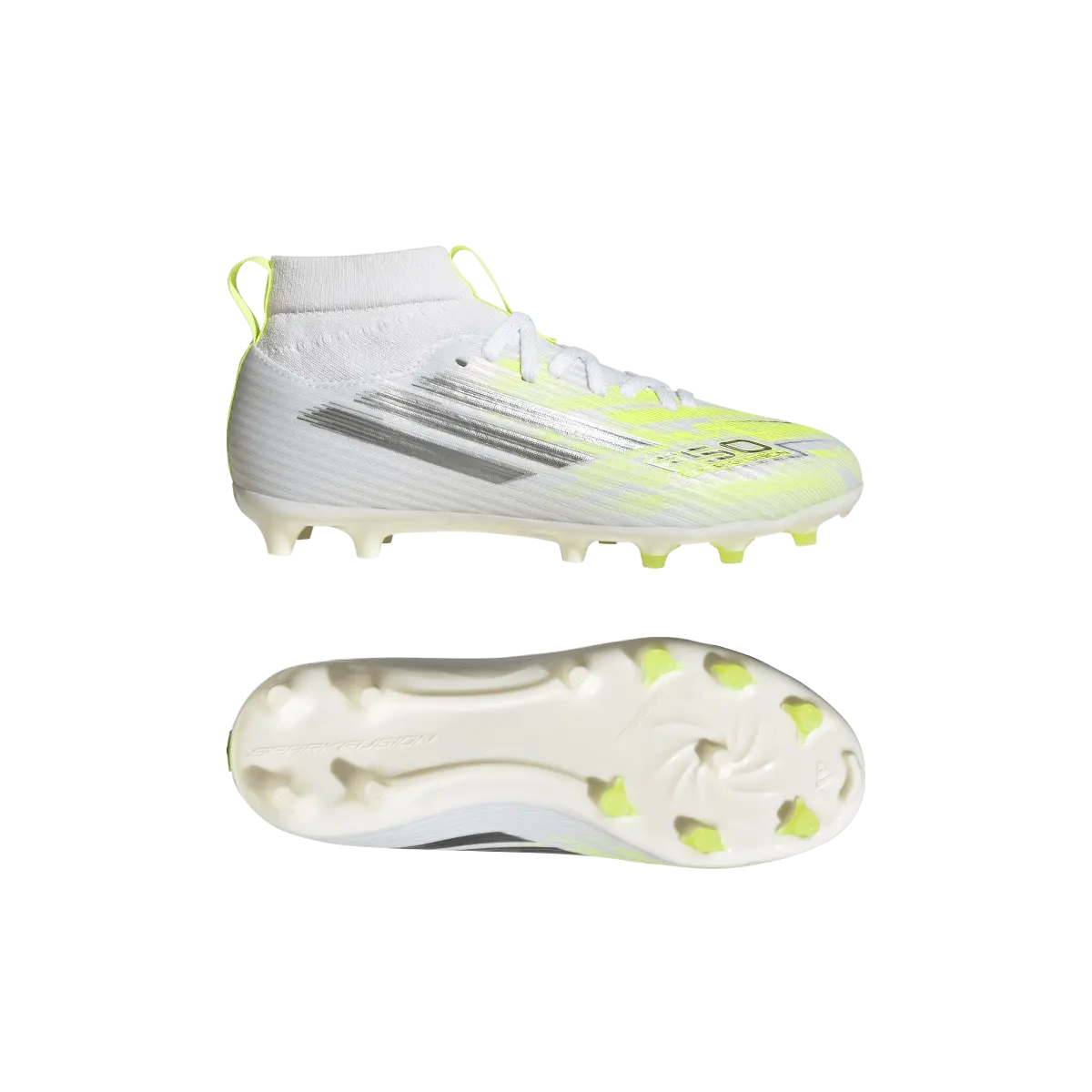 Adidas Kinderfußballschuhe F50 Sparkfusion League FG, halbhohe Fußballschuhe für feste Böden und Kunstrasen mit Sprintplate Fusion - machsport