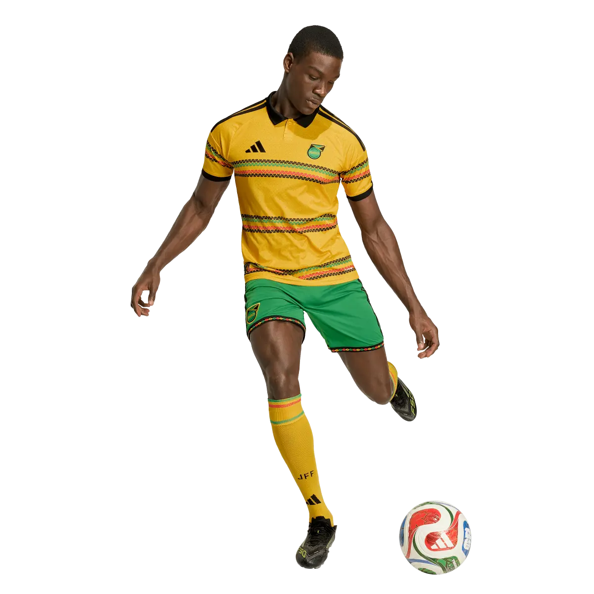 Jamaika Herrenfußballhose Homeshort 2026, Bob Marley, Heimshorts mit Climacool für Spiel und Fanmomente - machsport
