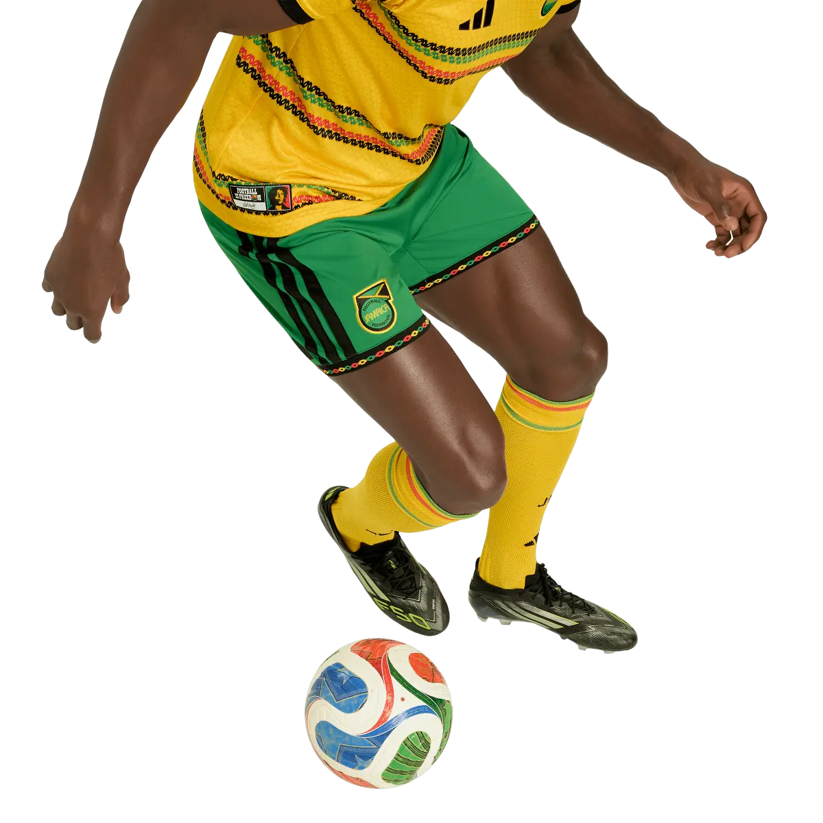 Jamaika Herrenfußballhose Homeshort 2026, Bob Marley, Heimshorts mit Climacool für Spiel und Fanmomente - machsport