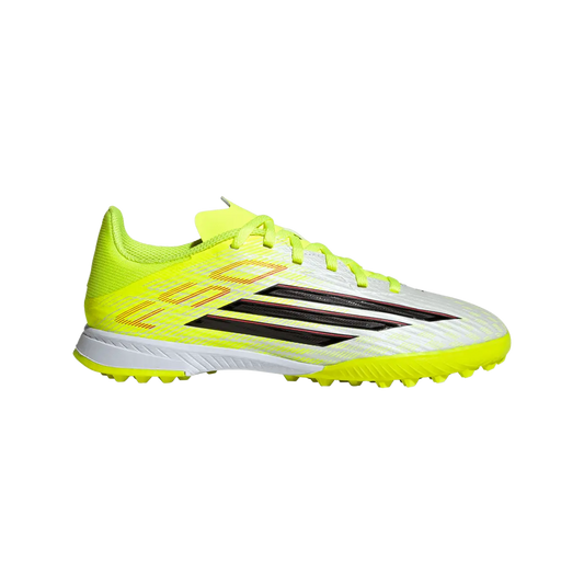 Adidas Kinderfußballschuhe F50 League TF, Turf Fußballschuhe für Kunstrasen, Hart- und Aschenplätze mit EVA-Dämpfung – weiß / 38 2/3