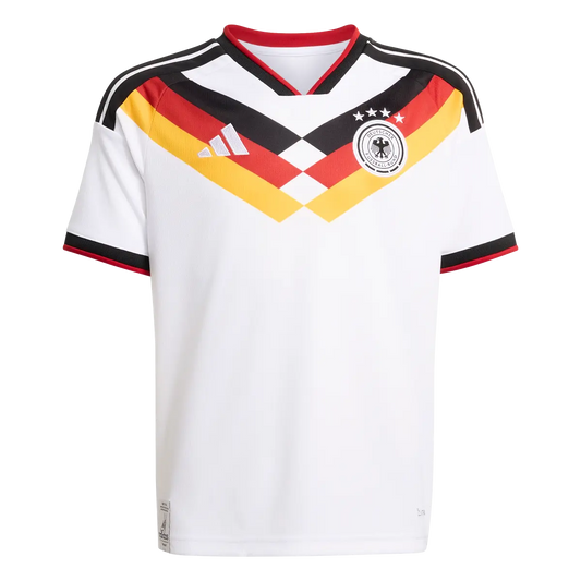 DFB Kinderfußballshirt Home Jersey 2026, Heimtrikot mit Climacool für Training, Spiel und Fan Einsatz – weiß / 128