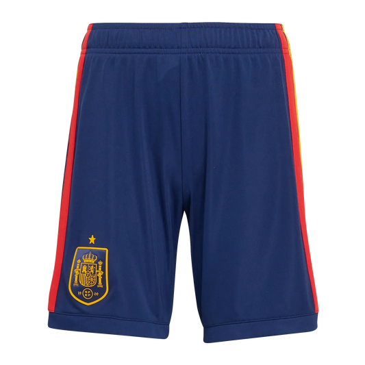 Spanien Kinderfußballshort Home Shorts, Heimshorts mit Climacool für Spiel, Training und Fan Einsatz – dunkelblau / 128